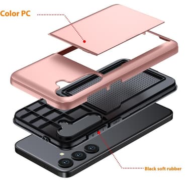 SKALO Samsung A56 5G Armor Korthållare Skal - Roséguld