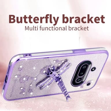 SKALO Nothing Phone (3a) 5G KADEM Dragonfly Glitter Skal - Rosa