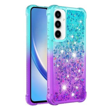 SKALO Samsung A56 5G Kvicksand Glitter Skal - Turkos-Lila