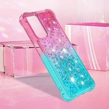 SKALO Samsung A26 5G Kvicksand Glitter Skal - Rosa-Turkos