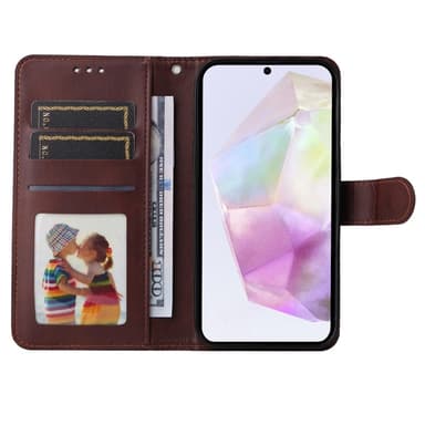 SKALO Samsung A56 5G PU-läder Plånboksfodral - Brun