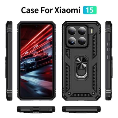 SKALO Xiaomi 15 Armor Metallring Skal - Svart