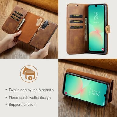 DG MING Samsung A26 5G 2-i-1 Magnet Plånboksfodral - Brun