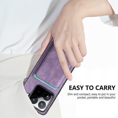 SKALO Xiaomi 15 PU-Läder Magnetisk Korthållare Skal - Svart