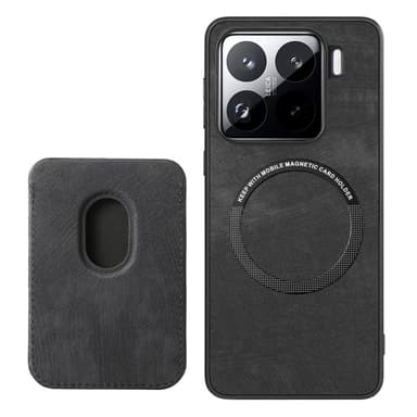 SKALO Xiaomi 15 PU-Läder Magnetisk Korthållare Skal - Svart