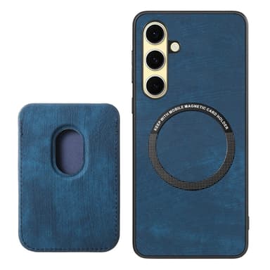 SKALO Samsung A26 5G PU-Läder Magnetisk Korthållare Skal - Blå