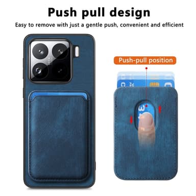 SKALO Xiaomi 15 PU-Läder Magnetisk Korthållare Skal - Svart