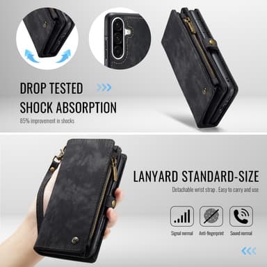 CaseMe Samsung A56 5G 008 BIg Wallet 2in1 Magnet Plånboksfodral - Svart