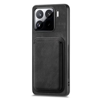 SKALO Xiaomi 15 PU-Läder Magnetisk Korthållare Skal - Svart