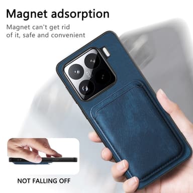 SKALO Xiaomi 15 PU-Läder Magnetisk Korthållare Skal - Svart