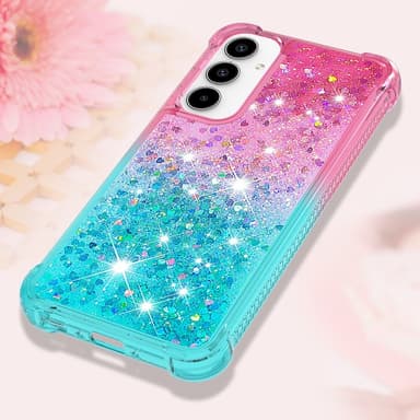 SKALO Samsung A56 5G Kvicksand Glitter Skal - Rosa-Turkos
