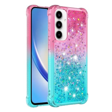 SKALO Samsung A56 5G Kvicksand Glitter Skal - Rosa-Turkos