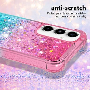SKALO Samsung A56 5G Kvicksand Glitter Skal - Rosa-Turkos
