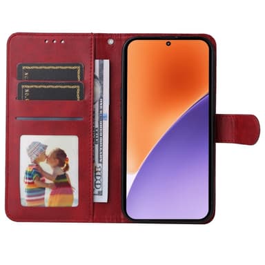 SKALO Xiaomi 15 PU-läder Plånboksfodral - Röd