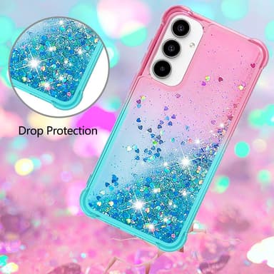 SKALO Samsung A56 5G Kvicksand Glitter Skal - Rosa-Turkos