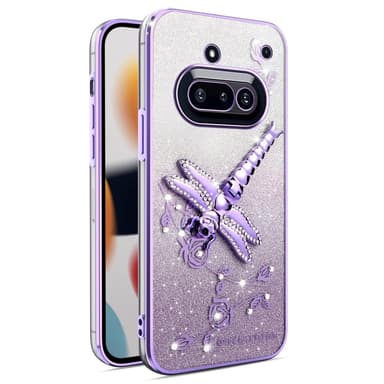 SKALO Nothing Phone (3a) 5G KADEM Dragonfly Glitter Skal - Lila