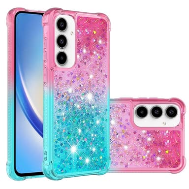 SKALO Samsung A56 5G Kvicksand Glitter Skal - Rosa-Turkos