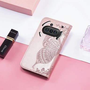SKALO Nothing Phone (3a) 5G Mandala Butterfly Plånboksfodral - Roséguld