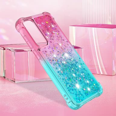 SKALO Samsung A56 5G Kvicksand Glitter Skal - Rosa-Turkos