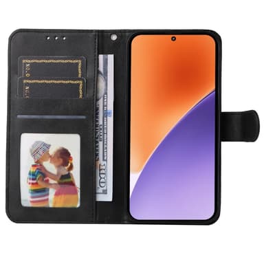SKALO Xiaomi 15 PU-läder Plånboksfodral - Svart