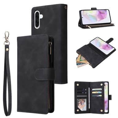 SKALO Samsung A26 5G Zipper PU-Läder Plånboksfodral - Svart