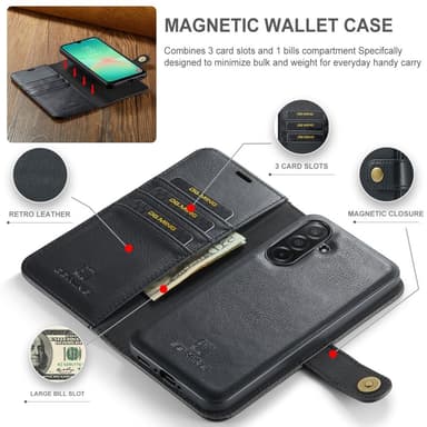 DG MING Samsung A26 5G 2-i-1 Magnet Plånboksfodral - Svart