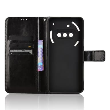 SKALO Nothing Phone (3a) 5G PU-läder Plånboksfodral - Svart - Svart