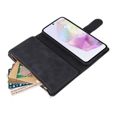 SKALO Samsung A26 5G Zipper PU-Läder Plånboksfodral - Svart
