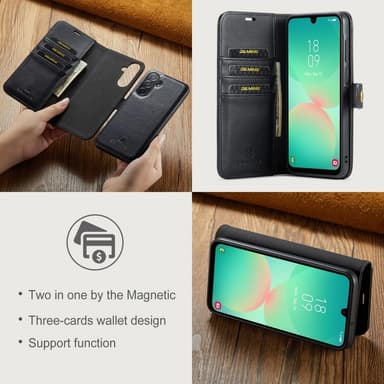 DG MING Samsung A26 5G 2-i-1 Magnet Plånboksfodral - Svart