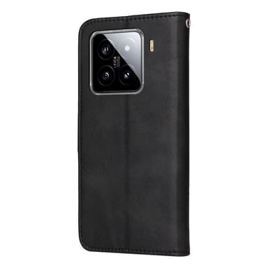 SKALO Xiaomi 15 PU-läder Plånboksfodral - Svart