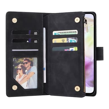 SKALO Samsung A26 5G Zipper PU-Läder Plånboksfodral - Svart