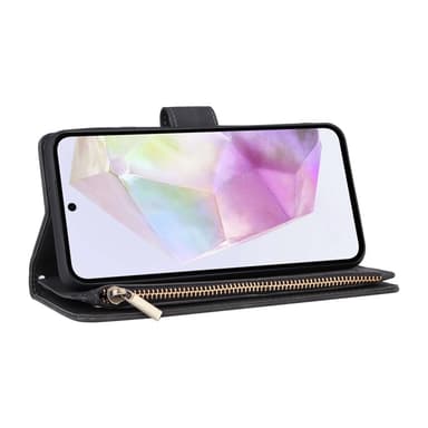 SKALO Samsung A26 5G Zipper PU-Läder Plånboksfodral - Svart