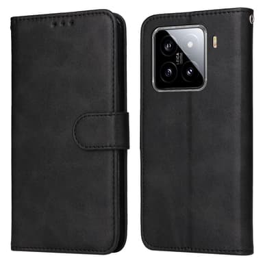 SKALO Xiaomi 15 PU-läder Plånboksfodral - Svart