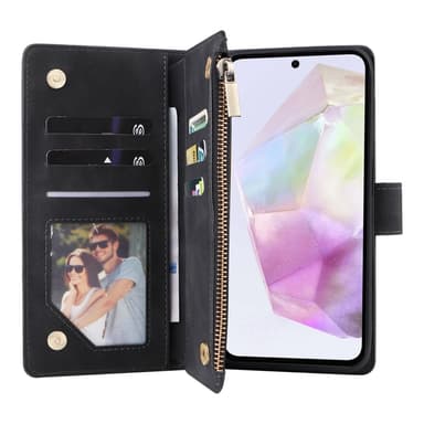 SKALO Samsung A26 5G Zipper PU-Läder Plånboksfodral - Svart