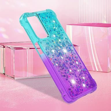 SKALO Samsung A26 5G Kvicksand Glitter Skal - Turkos-Lila