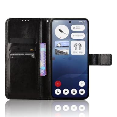SKALO Nothing Phone (3a) 5G PU-läder Plånboksfodral - Svart - Svart