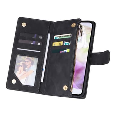 SKALO Samsung A26 5G Zipper PU-Läder Plånboksfodral - Svart