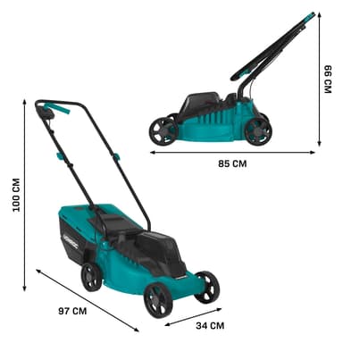 VONROC Batteridriven gräsklippare 20V – 32 cm – Borstlös motor – Inkl. batteri/laddare
