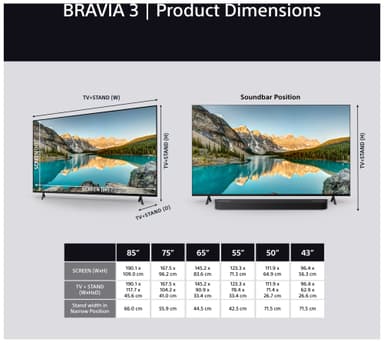 Sony 65” Bravia 3 4K LED smart TV (2025)