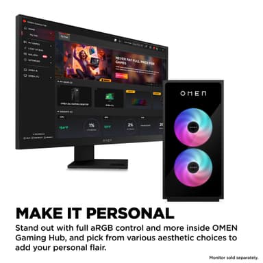 HP OMEN 35L GT16-0850no R7-8700F/16/1TB/5070 stationä dator för gaming