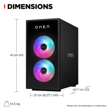 HP OMEN 35L GT16-0850no R7-8700F/16/1TB/5070 stationä dator för gaming