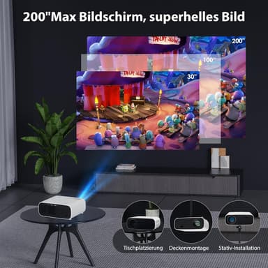 Projector with WiFi and Bluetooth, 20000 Lumens 4K Support, Full HD 1080P Resolution Supports Switch and PS5