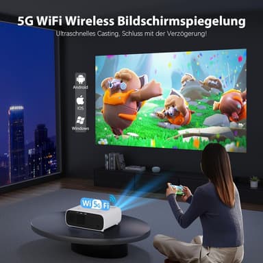Projector with WiFi and Bluetooth, 20000 Lumens 4K Support, Full HD 1080P Resolution Supports Switch and PS5