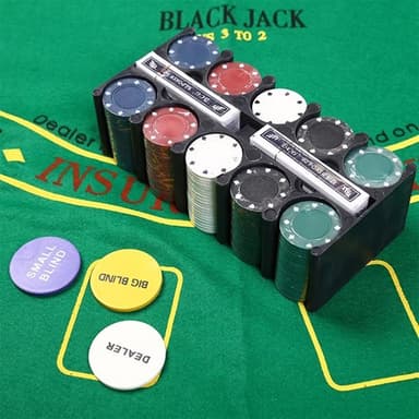 Pokerset med 200 marker, kortlekar och pokerduk i aluminiumväska