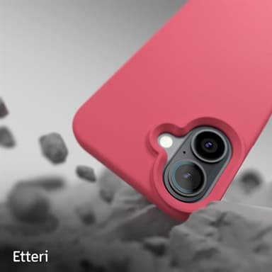 Etteri silikonskal till iPhone 16 Plus med hål för handledsrem - Hallon
