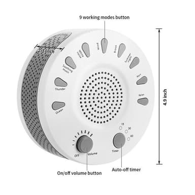 Sleep Easy White Noise Machine med 9 avkopplande ljudlägen