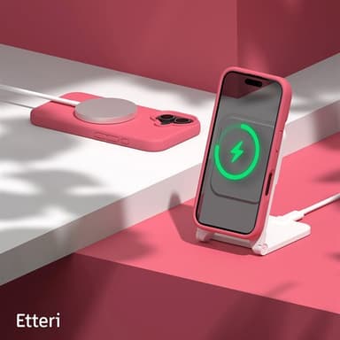 Etteri silikonskal till iPhone 16 Plus med hål för handledsrem - Hallon