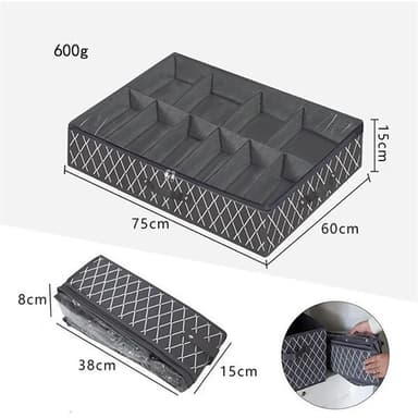 Skoförvaring under sängen med plats för flera par