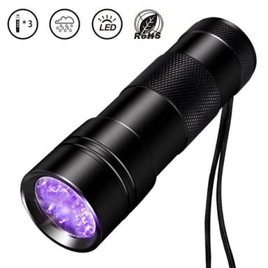 UV-ficklampa med 12 LED – ultraviolett ljus för fläckdetektion, osynliga meddelanden och spårsäkring
