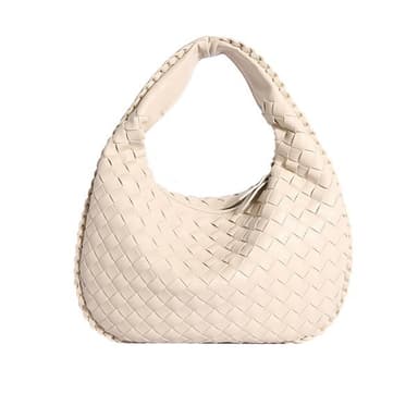 Flätad axelväska i hållbart PU-material med rymlig interiör - Beige